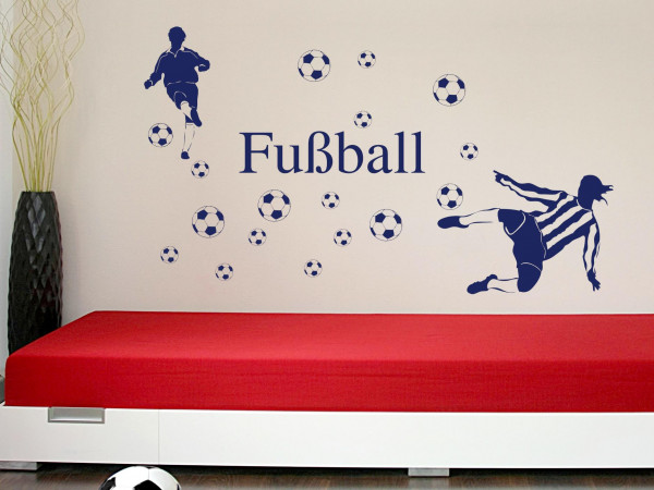 Wandtattoo Set Kinderzimmer Fußball Bälle mit Fußballspieler