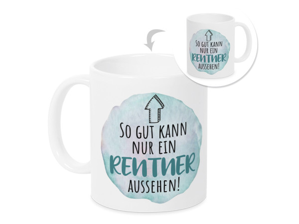 Tasse, Geschenk Rente Rentenbeginn Mann, Ruhestand Rentner Kaffeebecher mit lustigem Spruch