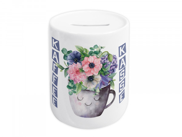 Spardose mit Blumenstrauß - Kaffeekasse