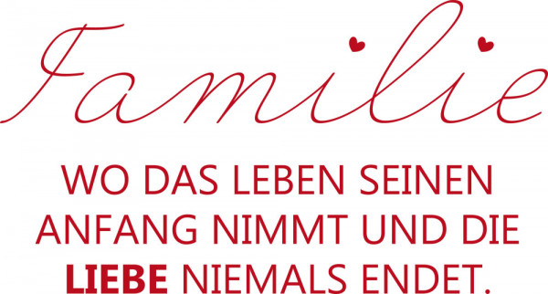 Wandtattoo Familie für Wohnzimmer Spruch Familie Liebe Herzen