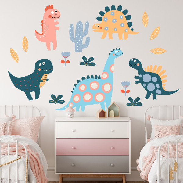 Buntes Wandtattoo Dino Set